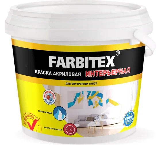 Краска в/д интерьерная 6кг FARBITEX