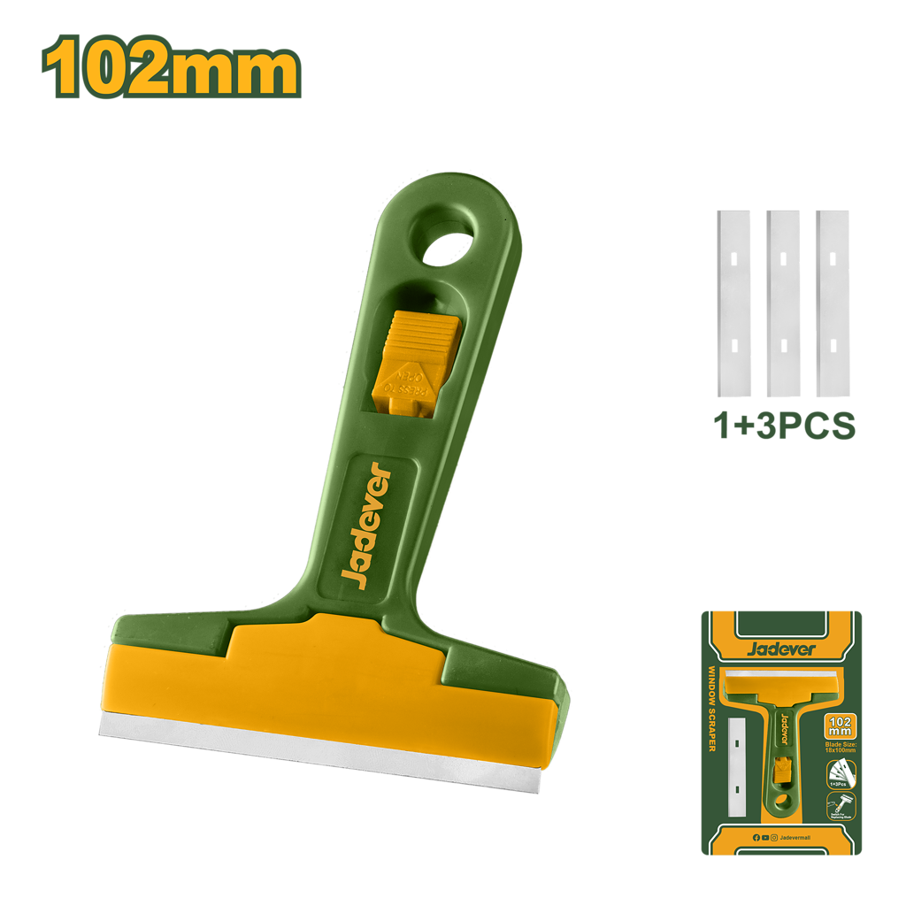 Скребок для стекла 102мм +3лезвия JADEVER JDGS1618