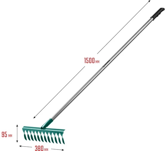 Грабли витые 12 зубцов сталь алюм черенок 380х95х1500 PROline Grinda PR-12T