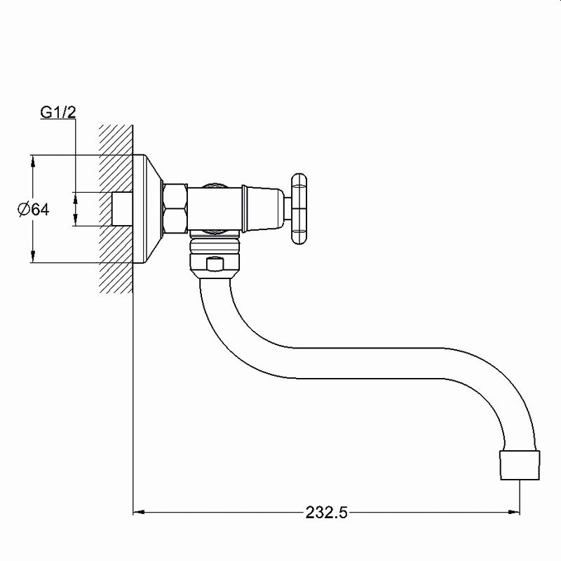 Смеситель пристенный для кухни SOLONE JIK12-A102-A