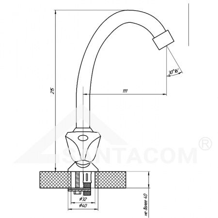Смеситель для кухни SANONIX A1106 круглые маховики