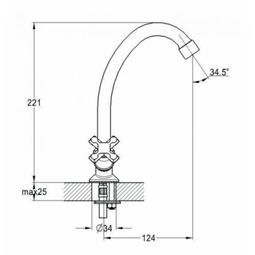Смеситель для кухни SOLONE JIK4-A102-A ручки крест, на шпильке