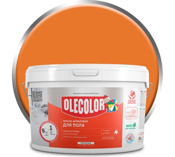 Эмаль д/пола акриловая Золотистая 2,5кг(6) Ole Color