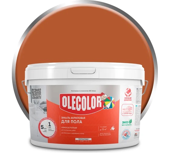Эмаль д/пола акриловая Желто-коричневая 2.5кг(6) Ole Color