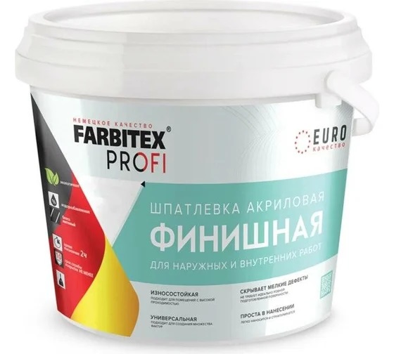 Шпатлевка акрил Финишная FARBITEX 3кг д/наружн.и внутрен. работ