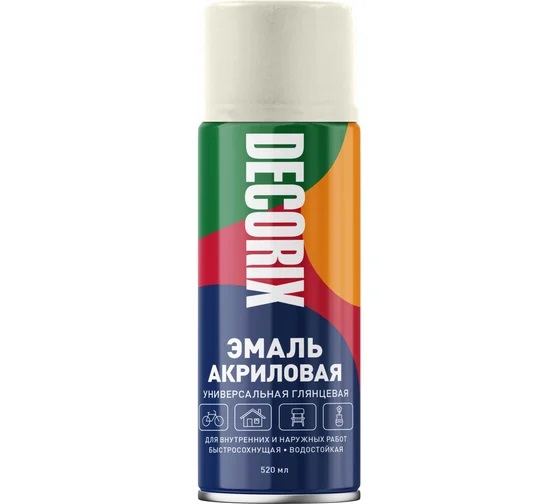Эмаль аэрозольная акриловая слоновая кость (0,52л) DECORIX