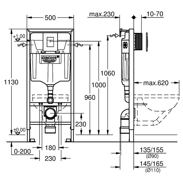 Инсталляция для подв. унитаз. Rapid SL Grohe 38772001