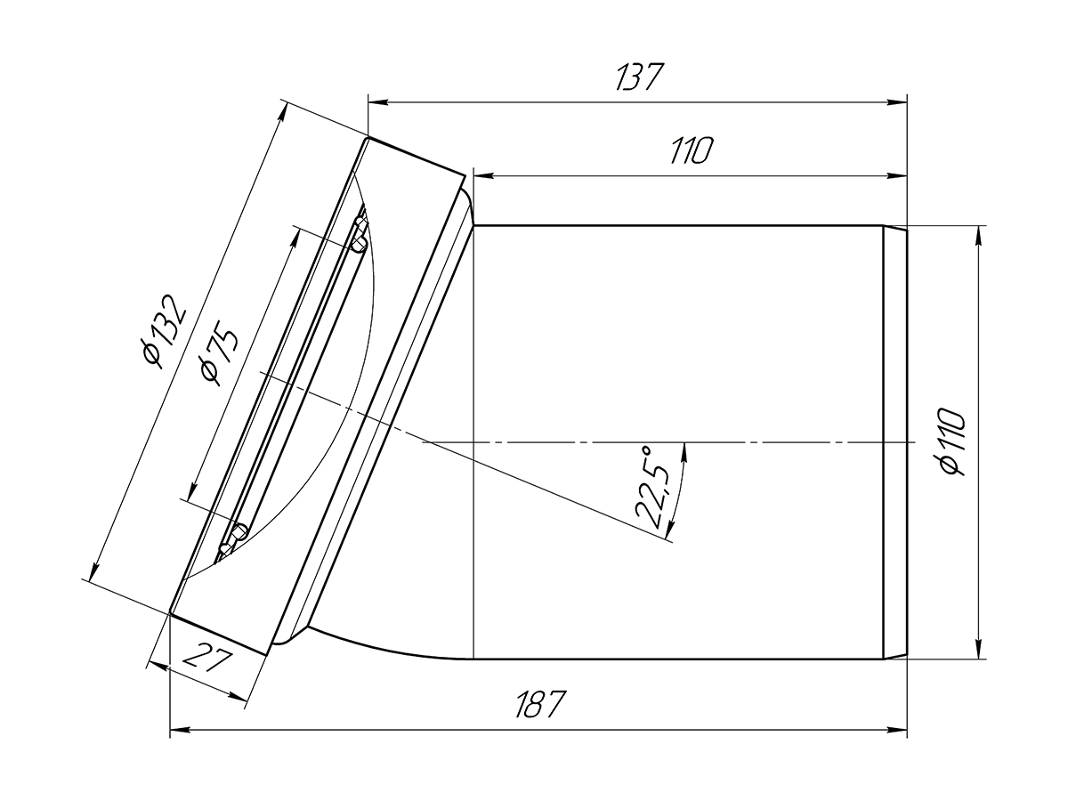 ФАН-труба (W 2220) 110-22,5 град. жестк