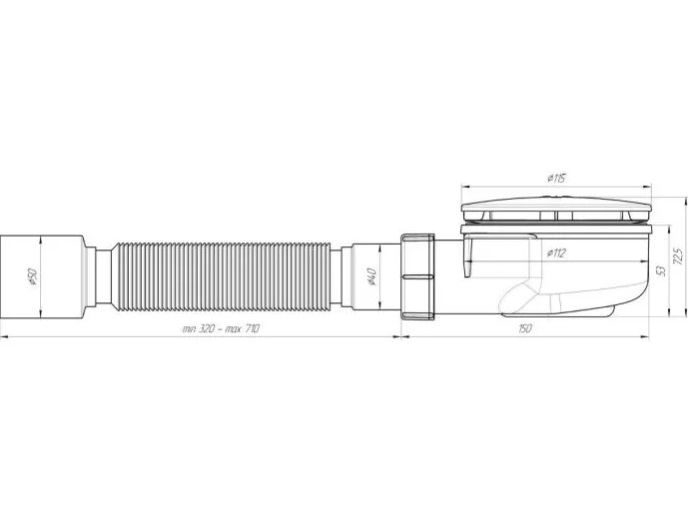 Сифон АНИ для душевого поддона с гофрой (Е 355C) D115мм
