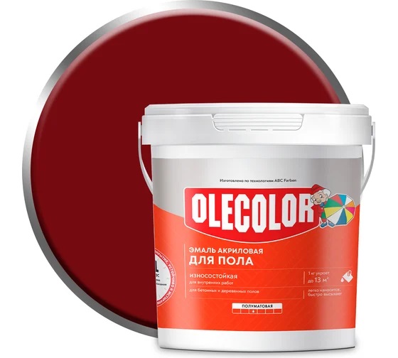 Эмаль д/пола акриловая Красно-коричневая 2,5кг(6) Ole Color