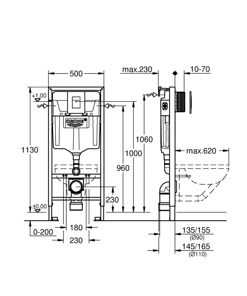 Инсталляция для подв. унитаз. Rapid SL Grohe 38772001