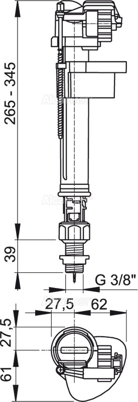 Клапан впуска нижний пласт A17 Alca Plast 3/8