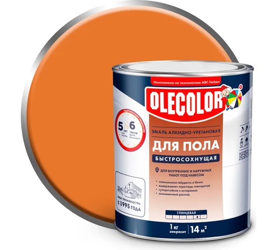 Эмаль д/пола а/у быстрос Золотистая 1,8кг Ole Color