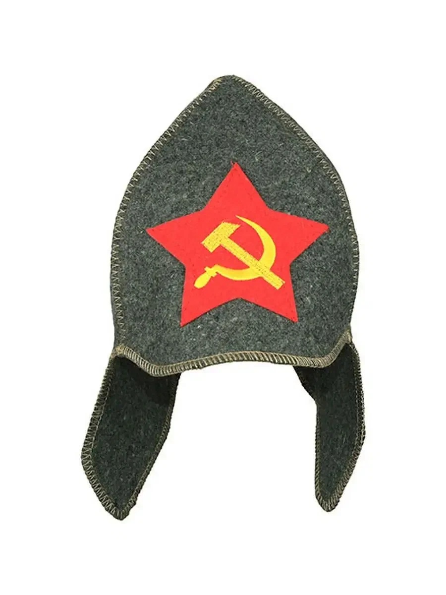 Буденовка Серп и молот войлок серая