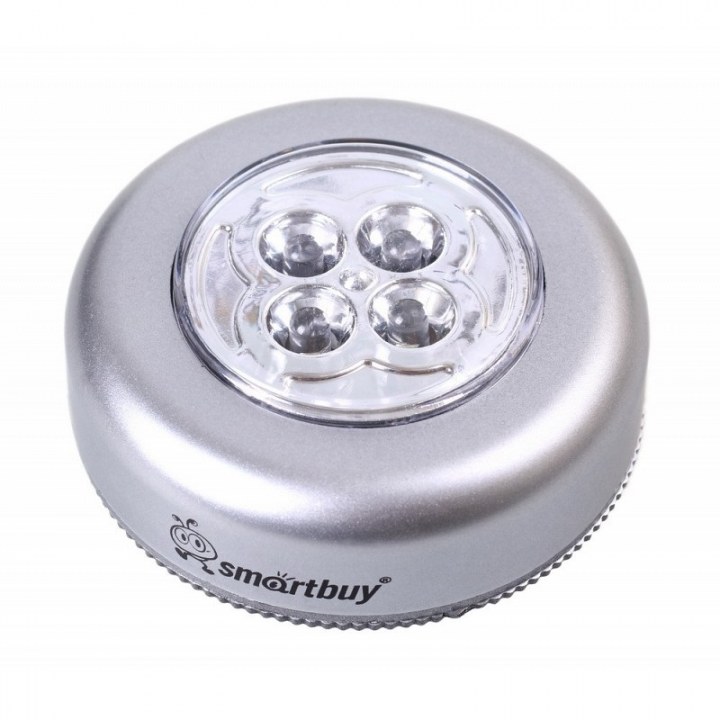 Фонарь светодиод PUSH LIGHT 1шт*4 LED 3AAA,С1 серебристый
