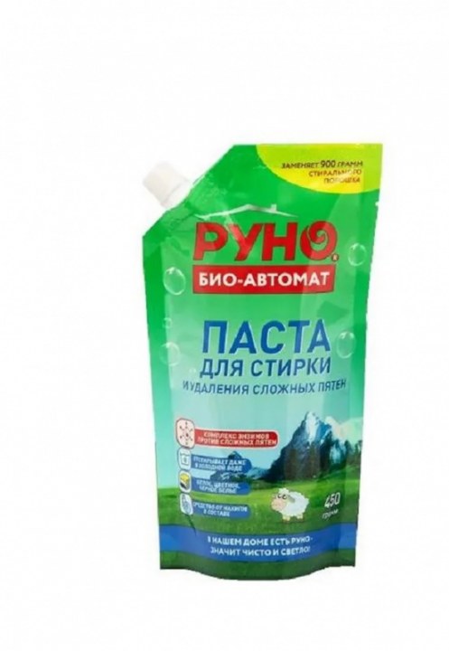 Паста РУНО БИО моющая синтет мягкая упаковка 450г автомат