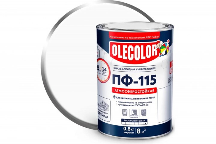 Эмаль ПФ 115 белая 0,8кг Ole Color