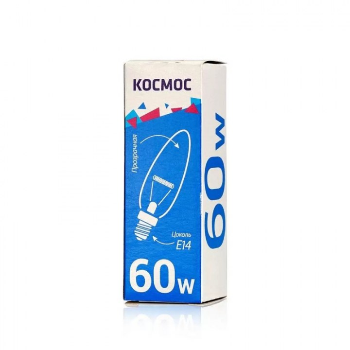 Лампа накал. Космос B35 E14 60W свеча прозрачная