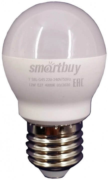Лампа светодиодная 12Вт Е27, SMARTBUY G45-12W/4000/Е27